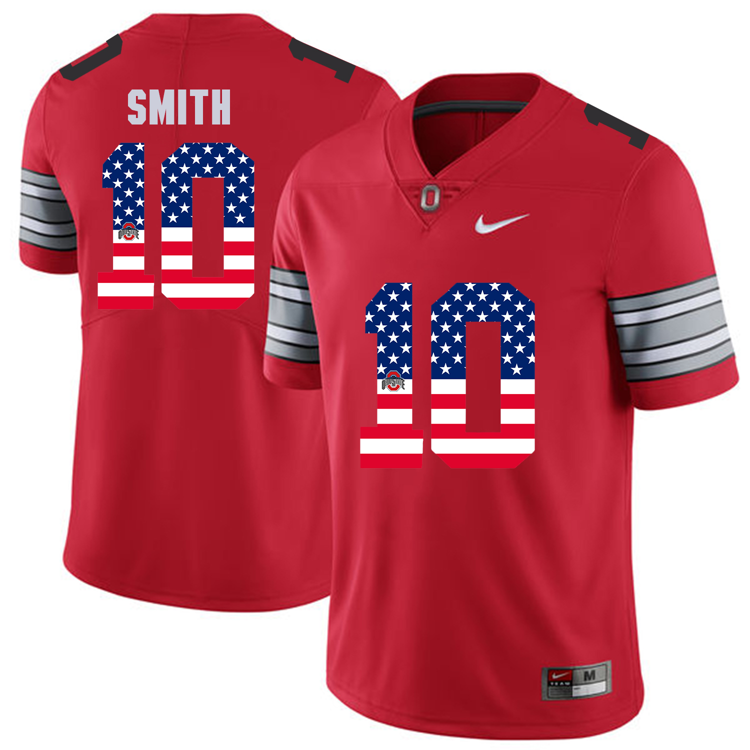 Men Ohio State #10 Smith Red Flag Customized NCAA Jerseys